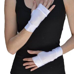 Short White Fingerless Gloves Spandex Halloween Cosplay Costume Dance Summer New